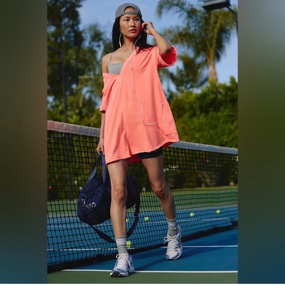 NWT FP Movement Hot Shot Tee Romper Neon Coral Small